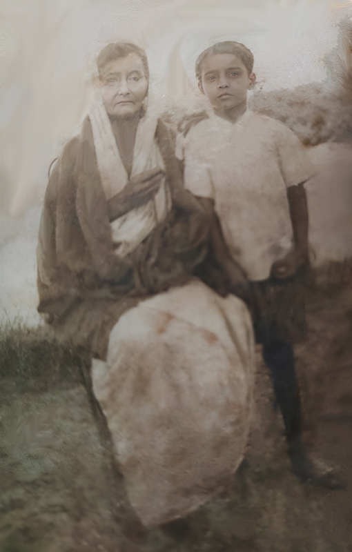 Late Sorala Devi mother of Comrade Moni Singh  along with her grandson (from the side of her elder son Birendra Kr Sinha)